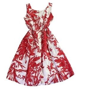 Coldwater Creek Linen Sleeveless A-Line/Fit-and-Flare Dress Red White size 6